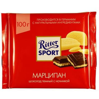 Шоколад Ритер Спорт Темный с марципаном 100г